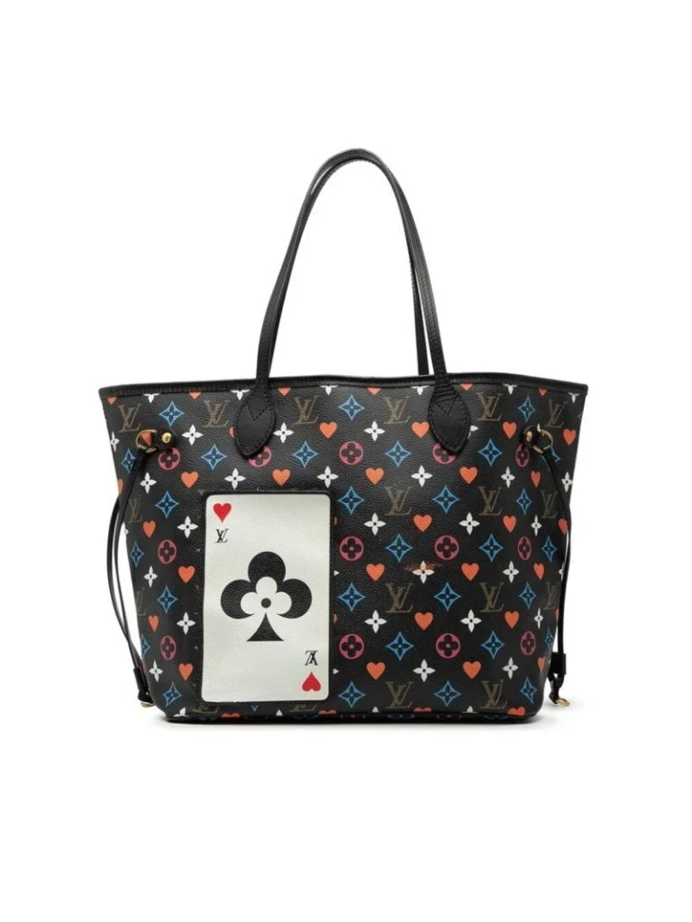 Louis Vuitton Game on Monogram Neverfull MM Tote Shoulder Bag Black Multicolor